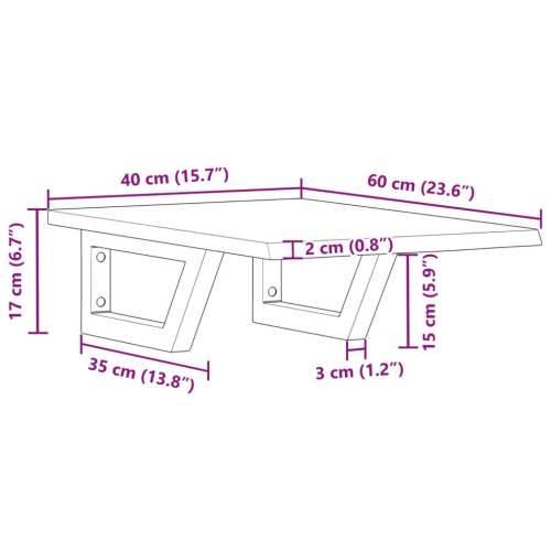 Zidna polica za Lavabo - Umivaonik od čelika i masivne hrastovine - svijetlo smeđa i bijela 40 x 60 x 2 cm 1 Trapez Cijena