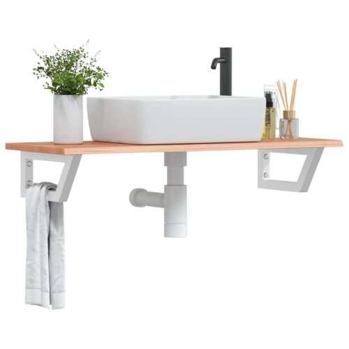 Zidna polica za Lavabo - Umivaonik od čelika i masivne hrastovine - svijetlo smeđa i bijela 100 x 40 x 2 cm 1 Trapez Cijena