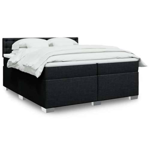 Krevet s oprugama i madracem crni 200x200 cm od tkanine - Crna 200 x 200 cm gumbi Cijena