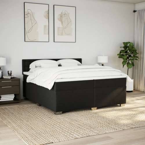Krevet s oprugama i madracem crni 200x200 cm od tkanine - Crna 200 x 200 cm gumbi Cijena