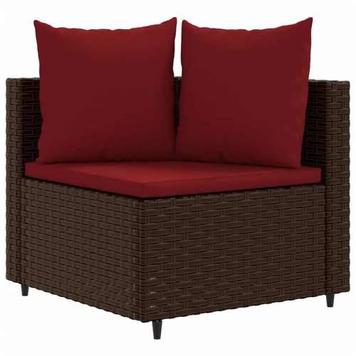 Vrtna garnitura - 4-dijelni set vrtnih sofa od poliratana s jastucima smeđi - Smeđe-crvena 3 Cijena