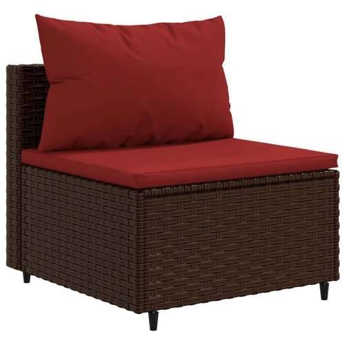 Vrtna garnitura - 4-dijelni set vrtnih sofa od poliratana s jastucima smeđi - Smeđe-crvena 3 Cijena