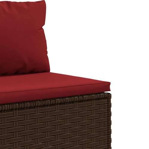 Vrtna garnitura - 4-dijelni set vrtnih sofa od poliratana s jastucima smeđi - Smeđe-crvena 3 Cijena