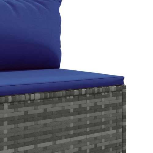 Vrtna garnitura - 6-dijelni set vrtnih sofa od poliratana s jastucima sivi - Siva i plava 6 Cijena