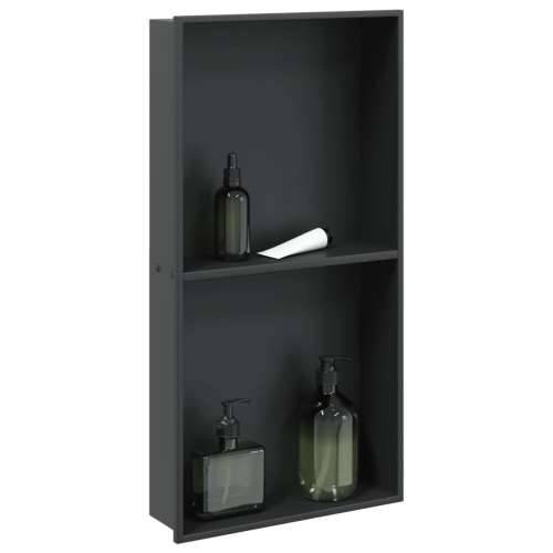Niša za tuš mat crna 32x62x9 cm nehrđajući čelik - Crna Cijena