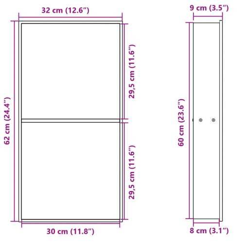 Niša za tuš mat crna 32x62x9 cm nehrđajući čelik - Crna Cijena