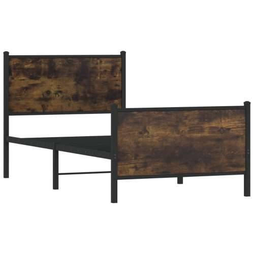 Metalni okvir kreveta bez madraca boja hrasta 90x190 cm - Dimljeni hrast 90 x 190 cm s uzglavljem i podnožjem Cijena