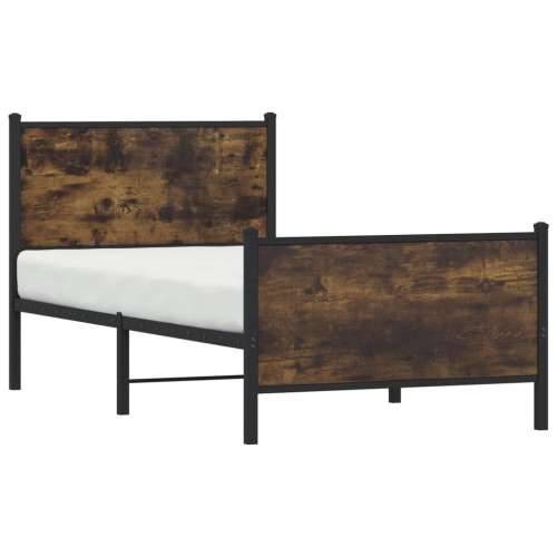 Metalni okvir kreveta bez madraca boja hrasta 90x190 cm - Dimljeni hrast 90 x 190 cm s uzglavljem i podnožjem Cijena