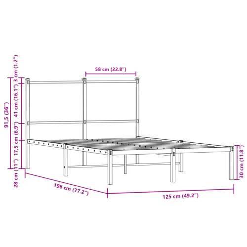 Metalni okvir kreveta bez madraca boja hrasta sonome 120x190 cm - sonoma hrast 120 x 190 cm s uzglavljem Cijena