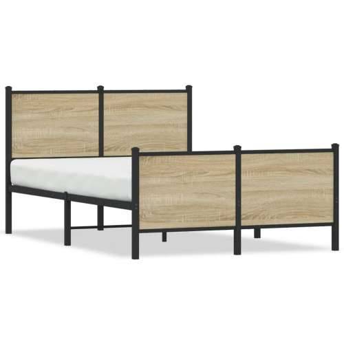 Metalni okvir kreveta bez madraca boja hrasta sonome 120x200 cm - sonoma hrast 120 x 200 cm s uzglavljem i podnožjem Cijena