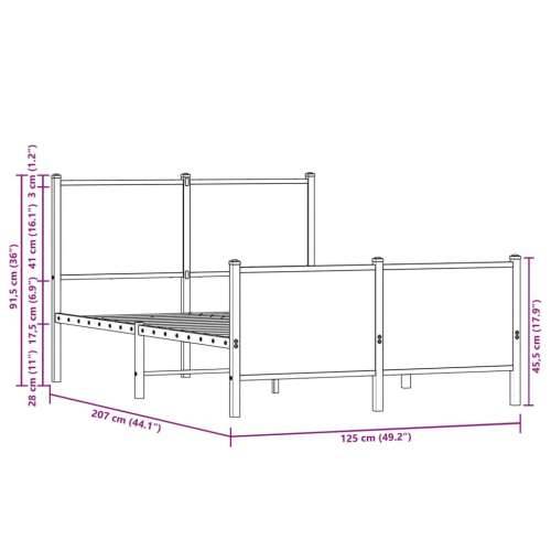 Metalni okvir kreveta bez madraca boja hrasta sonome 120x200 cm - sonoma hrast 120 x 200 cm s uzglavljem i podnožjem Cijena