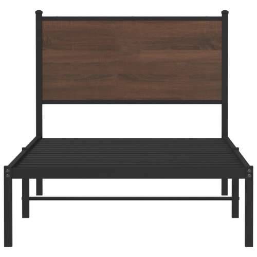 Metalni okvir kreveta bez madraca smeđi hrast 90x200 cm - Smeđi hrast 90 x 200 cm s uzglavljem Cijena