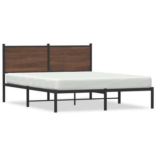 Metalni okvir kreveta bez madraca smeđa boja hrasta 137x190 cm - Smeđi hrast 137 x 190 cm s uzglavljem Cijena