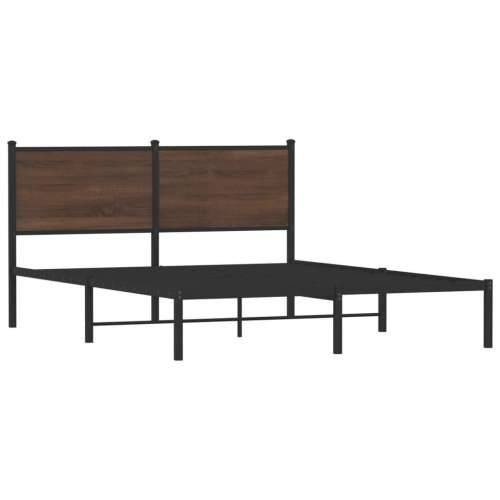 Metalni okvir kreveta bez madraca smeđa boja hrasta 137x190 cm - Smeđi hrast 137 x 190 cm s uzglavljem Cijena
