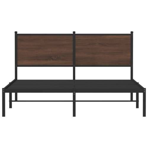 Metalni okvir kreveta bez madraca smeđa boja hrasta 137x190 cm - Smeđi hrast 137 x 190 cm s uzglavljem Cijena