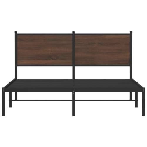 Metalni okvir kreveta bez madraca smeđa boja hrasta 140x200 cm - Smeđi hrast 140 x 200 cm s uzglavljem Cijena