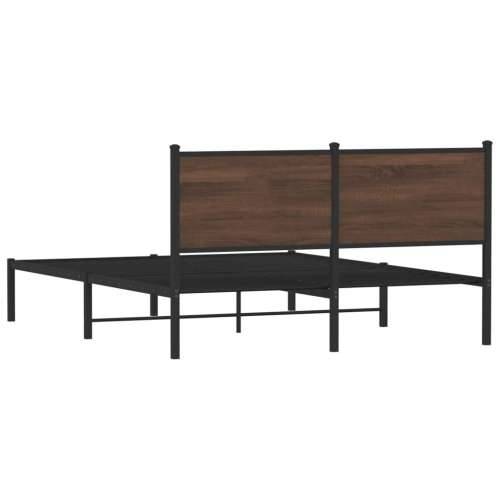 Metalni okvir kreveta bez madraca smeđa boja hrasta 140x200 cm - Smeđi hrast 140 x 200 cm s uzglavljem Cijena