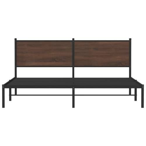 Metalni okvir kreveta bez madraca smeđa boja hrasta 183x213 cm - Smeđi hrast 183 x 213 cm s uzglavljem Cijena