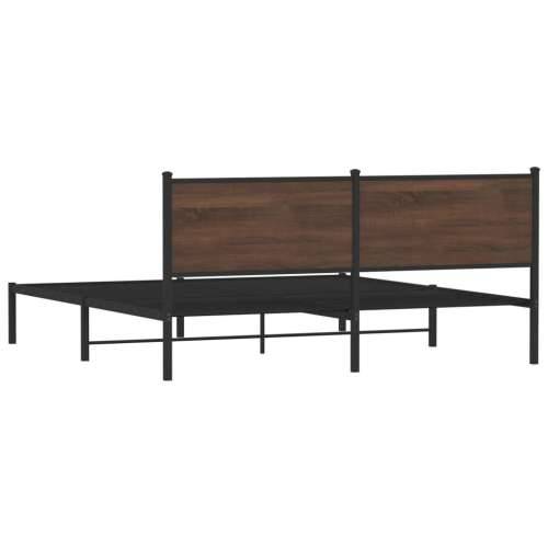 Metalni okvir kreveta bez madraca smeđa boja hrasta 183x213 cm - Smeđi hrast 183 x 213 cm s uzglavljem Cijena