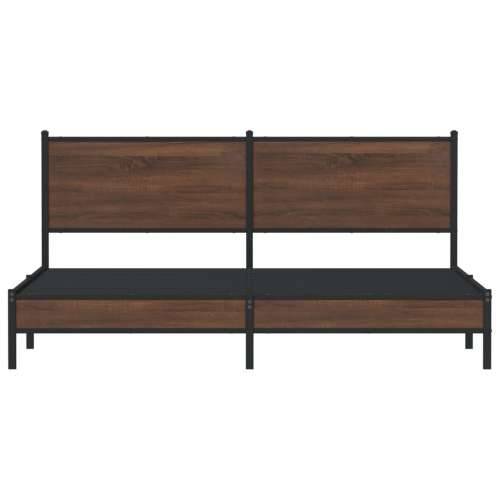 Metalni okvir kreveta bez madraca smeđa boja hrasta 160x200 cm - Smeđi hrast 160 x 200 cm s uzglavljem i niskim podnožjem Cijena