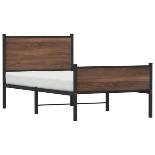Metalni okvir kreveta bez madraca smeđi hrast 90x190 cm - Smeđi hrast 90 x 190 cm s uzglavljem i visokim podnožjem Cijena