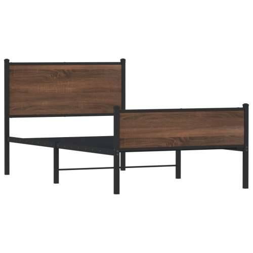 Metalni okvir kreveta bez madraca smeđi hrast 100x190 cm - Smeđi hrast 100 x 190 cm s uzglavljem i visokim podnožjem Cijena