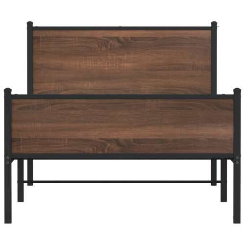 Metalni okvir kreveta bez madraca smeđi hrast 100x190 cm - Smeđi hrast 100 x 190 cm s uzglavljem i visokim podnožjem Cijena