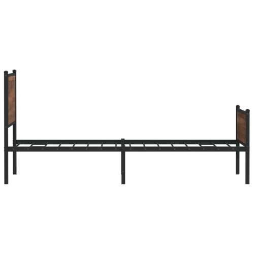 Metalni okvir kreveta bez madraca smeđi hrast 100x190 cm - Smeđi hrast 100 x 190 cm s uzglavljem i visokim podnožjem Cijena