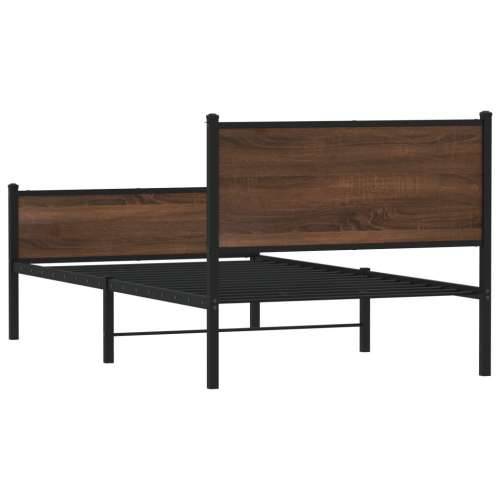Metalni okvir kreveta bez madraca smeđi hrast 100x190 cm - Smeđi hrast 100 x 190 cm s uzglavljem i visokim podnožjem Cijena