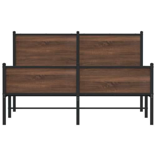 Metalni okvir kreveta bez madraca smeđa boja hrasta 140x200 cm - Smeđi hrast 140 x 200 cm s uzglavljem i visokim podnožjem Cijena
