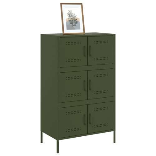 Visoka komoda maslinastozeleni 67 x 39 x 113 cm čelična Zelena 1 Cijena