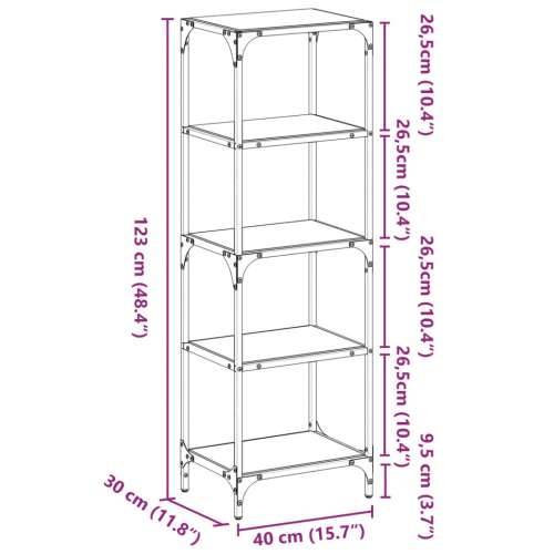 Stalak za pohranu sa staklenim vrhom crni 40x30x123 cm čelični - Crna 40 x 30 x 123 cm 1 Cijena