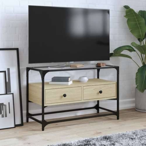 TV ormarić sa staklenom površinom boja hrasta 80x35x51 cm drvo - sonoma hrast 1 80 cm Cijena