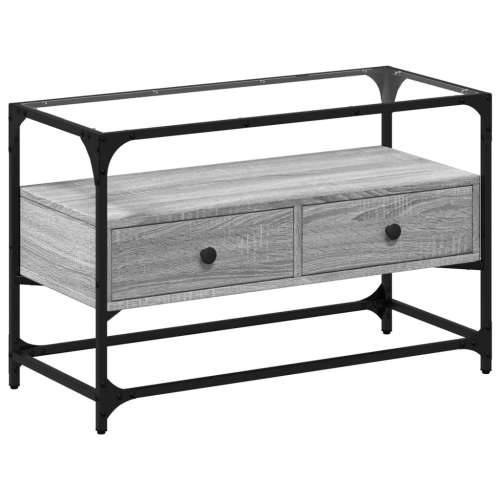 TV ormarić sa staklenom površinom boja hrasta 80x35x51 cm drvo - Sivi hrast sonoma 1 80 cm Cijena