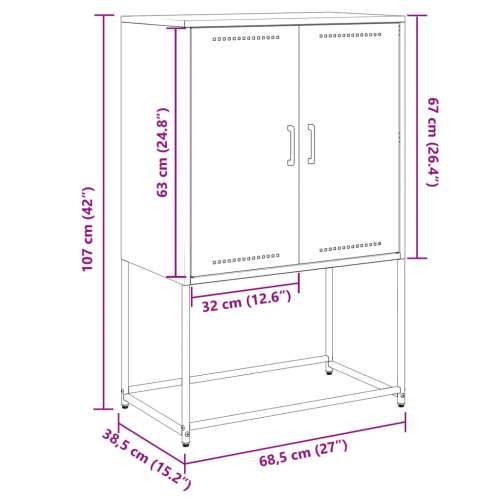 Visoka komoda crna 68,5 x 38,5 x 107 cm čelična Crna 1 Cijena