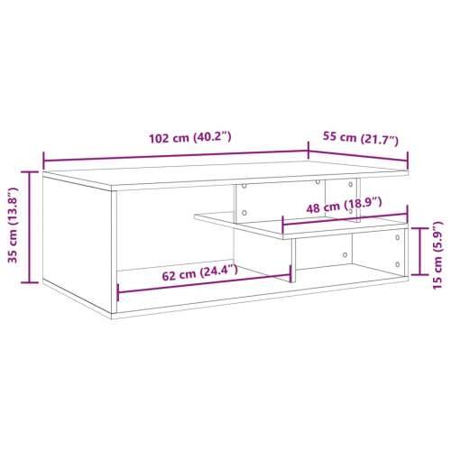 Stolić za kavu bijeli 102 x 55 x 35 cm od konstruiranog drva - Bijela 1 Cijena