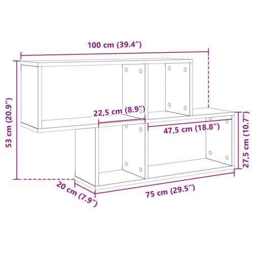 Zidna polica boja hrasta sonome 100 x 20 x 53 cm drvena - sonoma hrast 1 Cijena