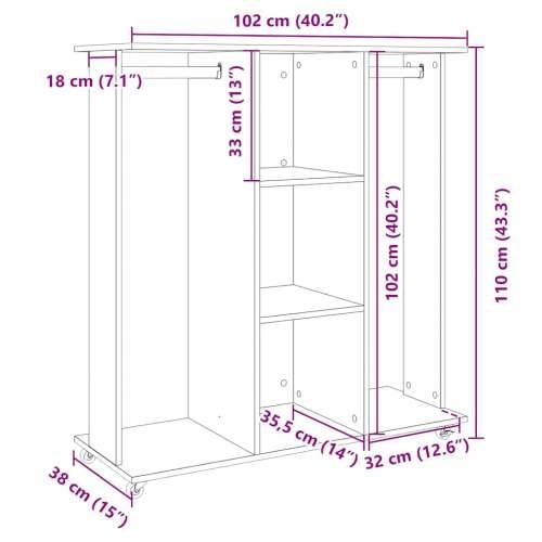 Ormar s kotačima bijeli 102 x 38 x 110 cm od konstruiranog drva - Bijela 1 Cijena