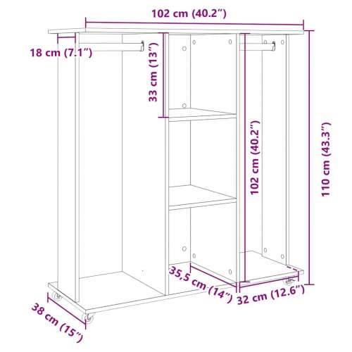 Ormar s kotačima boja hrasta 102x38x110 cm konstruirano drvo - sonoma hrast 1 Cijena