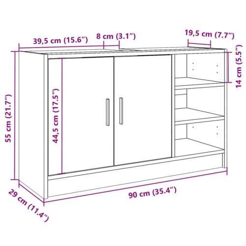 Ormarić za Lavabo - Umivaonik bijeli 90 x 29 x 55 cm konstruirano drvo - Bijela 90 x 29 x 55 cm 1 Cijena