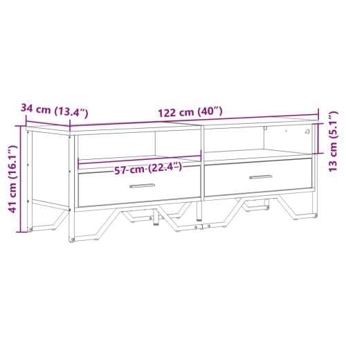 TV ormarić smeđa boja hrasta 122 x 34 x 41 cm konstruirano drvo - Smeđi hrast 1 Cijena