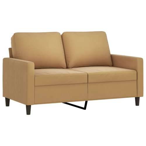 3-dijelni set sofa s jastucima smeđi baršunasti - Smeđa s jastučićima i tabureom Cijena