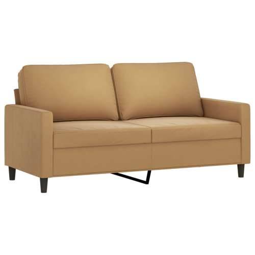 3-dijelni set sofa s jastucima smeđi baršunasti - Smeđa s jastučićima i tabureom Cijena