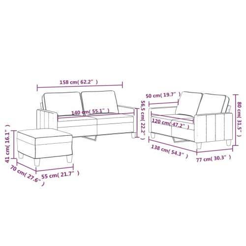 3-dijelni set sofa s jastucima smeđi baršunasti - Smeđa s jastučićima i tabureom Cijena