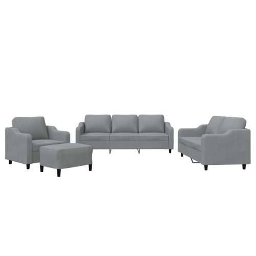 4-dijelni set sofa s jastucima svjetlosivi od tkanine - Svjetlosiva s jastučićima i tabureom Cijena