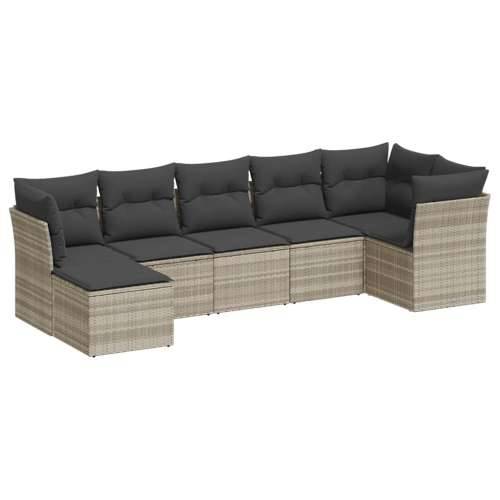 Vrtna garnitura - 7-dijelni set vrtnih sofa svjetlosivi od poliratana - Svjetlosiva Bez stola 1 Cijena