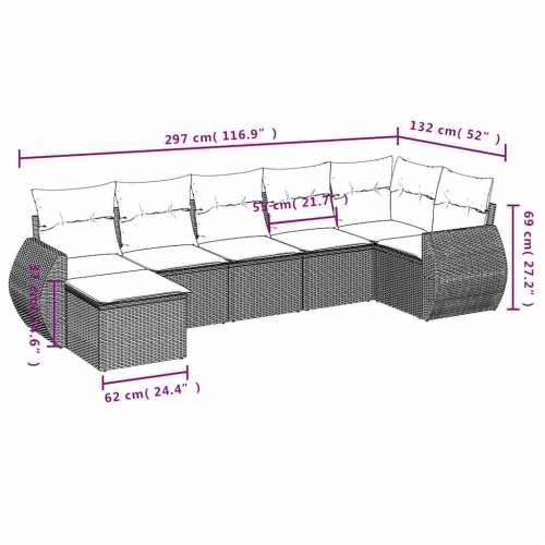 Vrtna garnitura - 7-dijelni set vrtnih sofa svjetlosivi od poliratana - Svjetlosiva 1 Bez stola Cijena