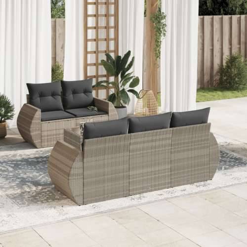 Vrtna garnitura - 6-dijelni set vrtnih sofa od poliratana s jastucima svjetlosivi - Svjetlosiva 1 Cijena