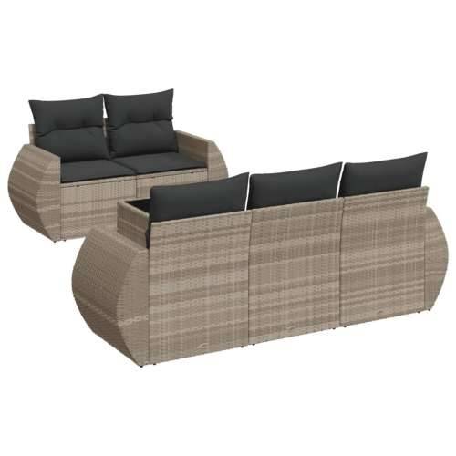 Vrtna garnitura - 6-dijelni set vrtnih sofa od poliratana s jastucima svjetlosivi - Svjetlosiva 1 Cijena