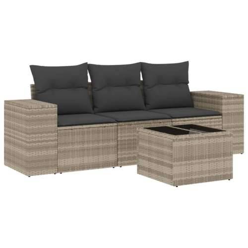 Vrtna garnitura - 4-dijelni set vrtnih sofa s jastucima svijetlosivi poliratan - Svjetlosiva Sa stolom 1 Cijena